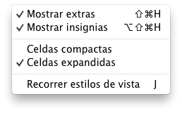 Opciones de configuración vista en cuadrícula