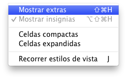 Deseleccionando mostrar extras en Lightroom para la visualización de cuadrículas