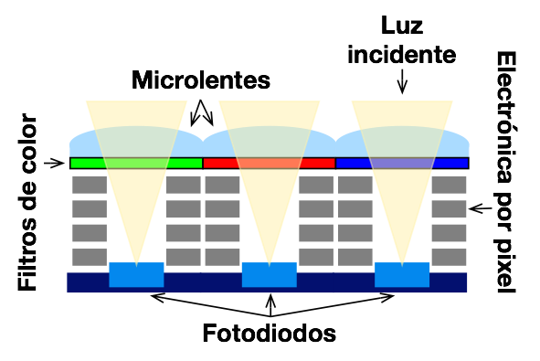 Estructura vertical de un sensor CMOS