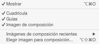 Opciones para mostrar en el modo de superposición de Lupa