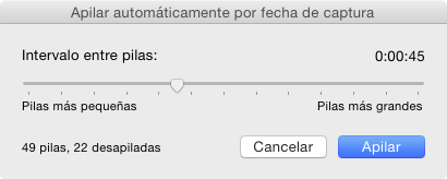 Seleccionando intervalo de tiempo para apilar automáticamente